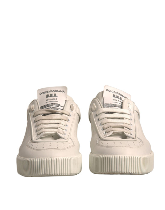 White Miami Leather Low Top Sneakers Shoes