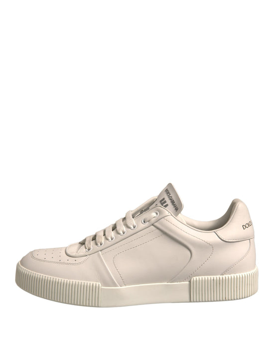 White Miami Leather Low Top Sneakers Shoes