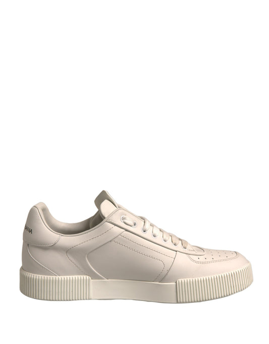 White Miami Leather Low Top Sneakers Shoes