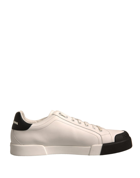 White Leather Logo Portofino Sneakers Shoes