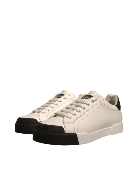 White Leather Logo Portofino Sneakers Shoes