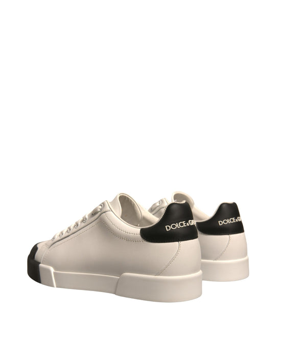 White Leather Logo Portofino Sneakers Shoes