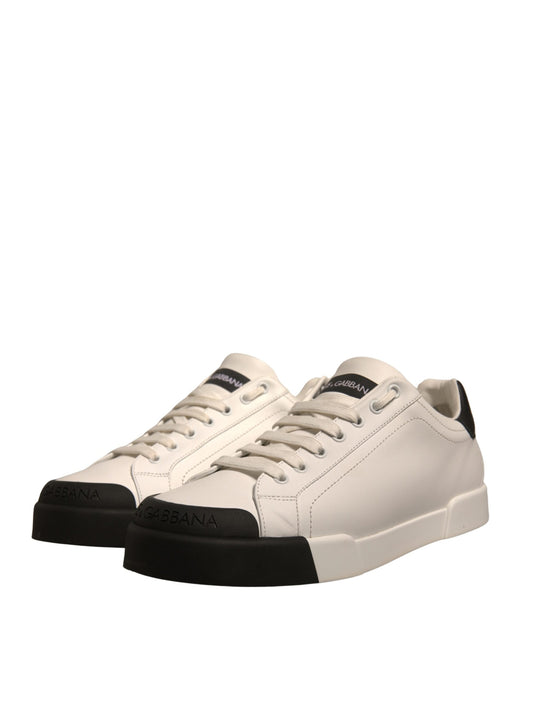 White Leather Logo Portofino Sneakers Shoes