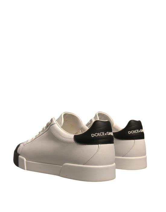 White Leather Logo Portofino Sneakers Shoes