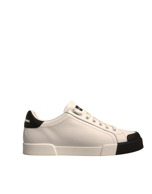 White Leather Logo Portofino Sneakers Shoes