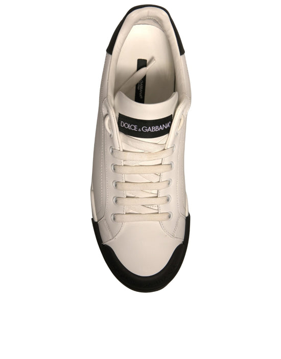 White Leather Logo Portofino Sneakers Shoes