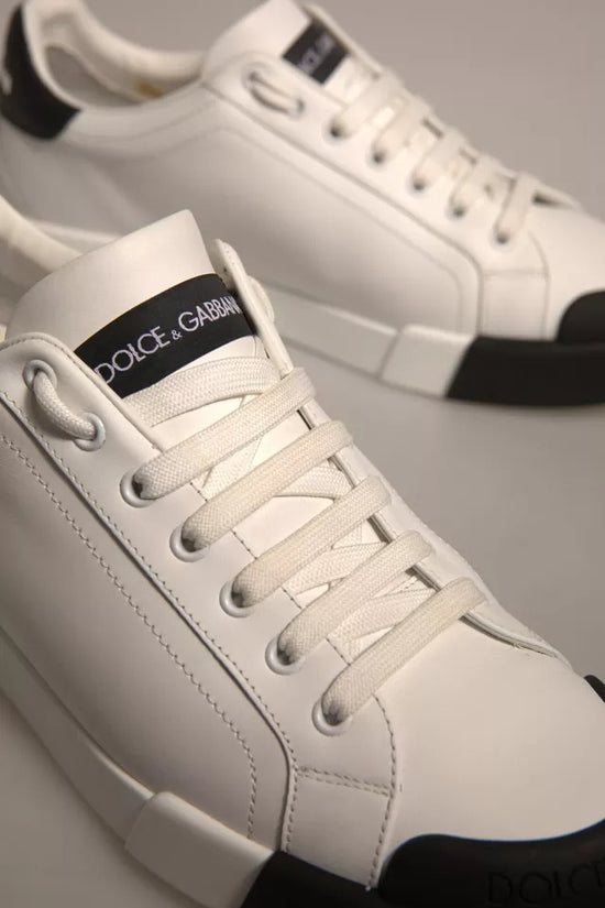 White Leather Logo Portofino Sneakers Shoes