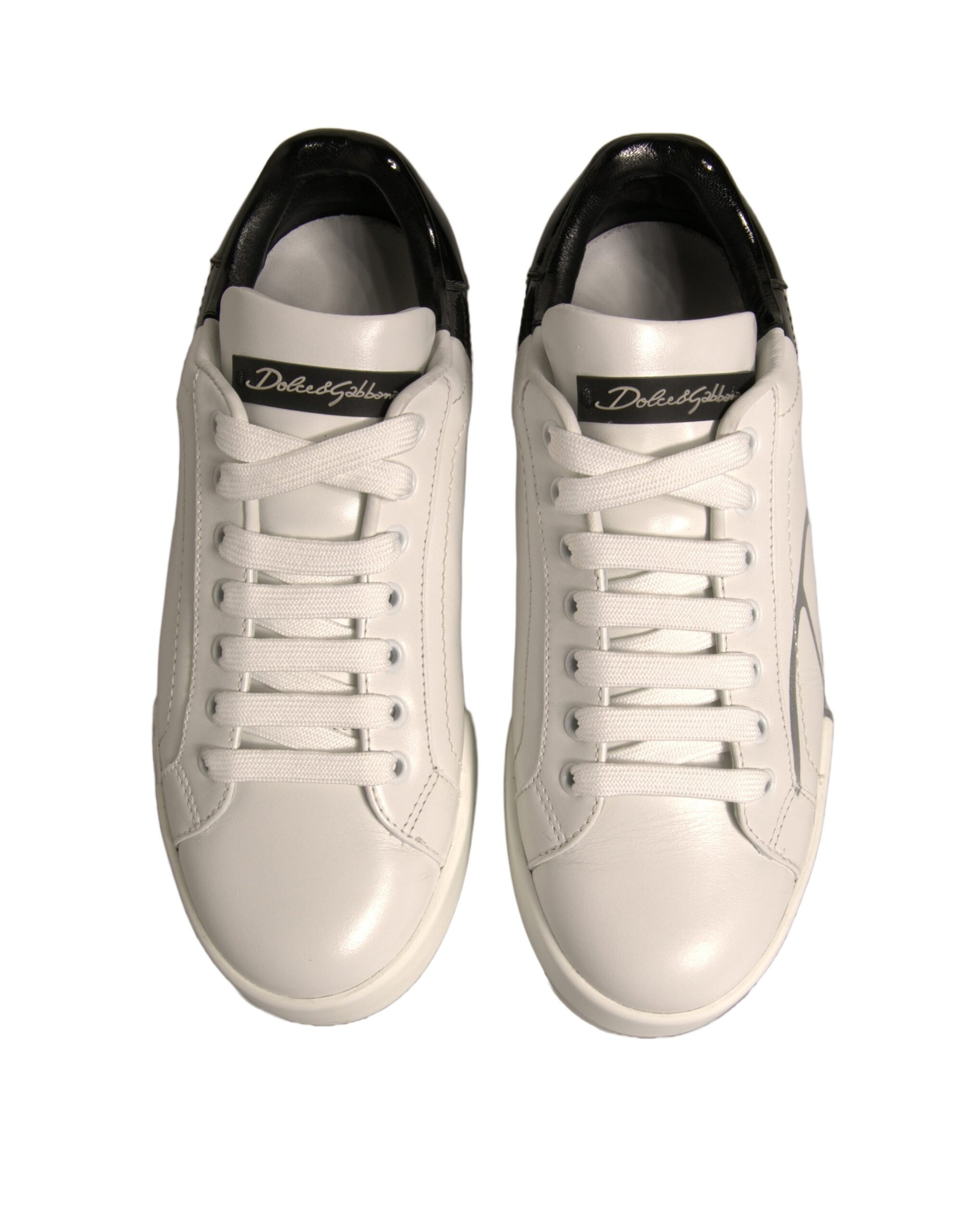 White Black Logo Portofino Sneakers Shoes