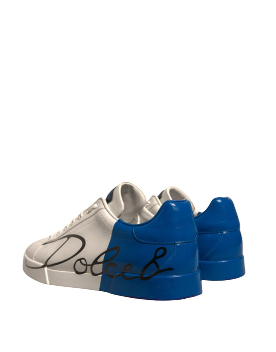 White Blue Logo Portofino Sneakers Shoes