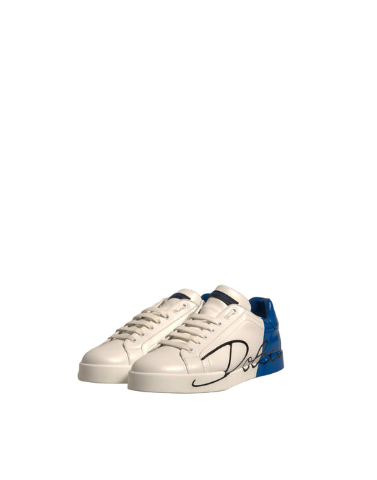 White Blue Logo Portofino Sneakers Shoes