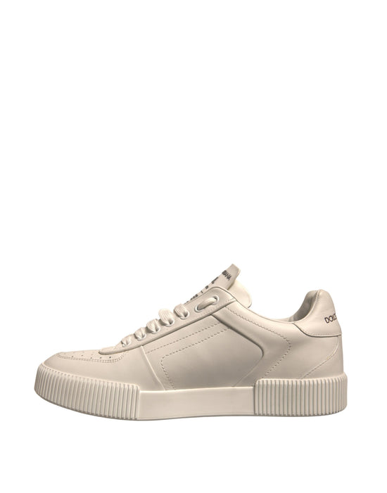 White Miami Leather Low Top Sneakers Shoes