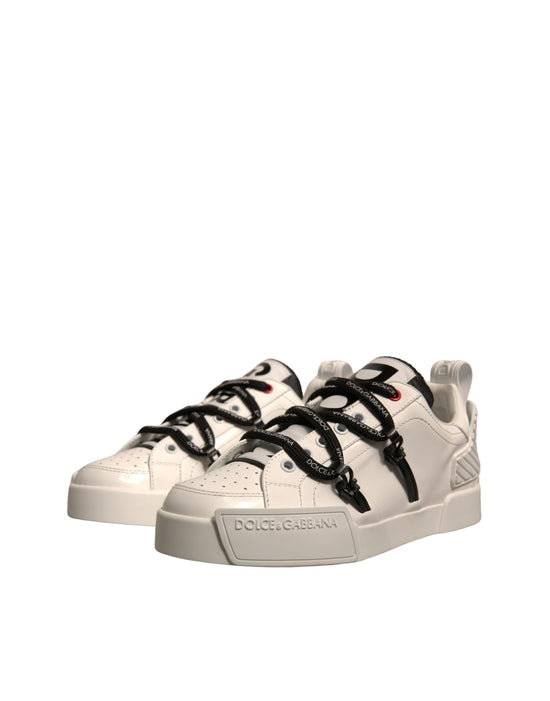 White Leather Portofino Low Top Sneakers Shoes