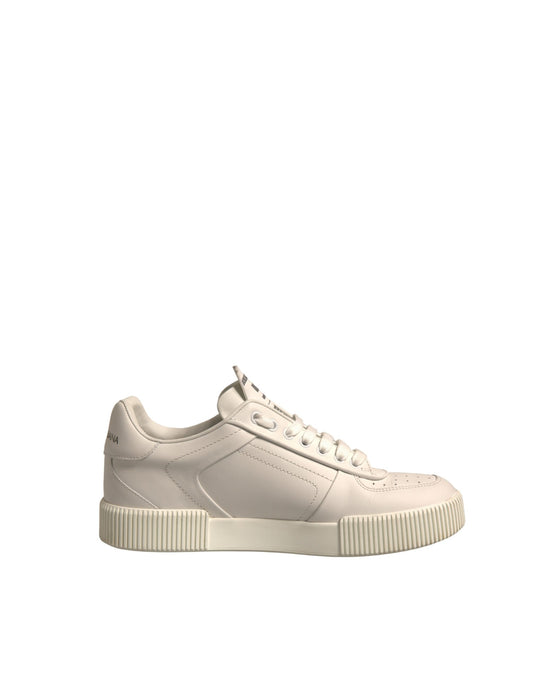 White Miami Leather Low Top Sneakers Shoes