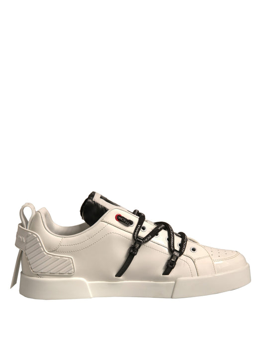 White Leather Portofino Low Top Sneakers Shoes