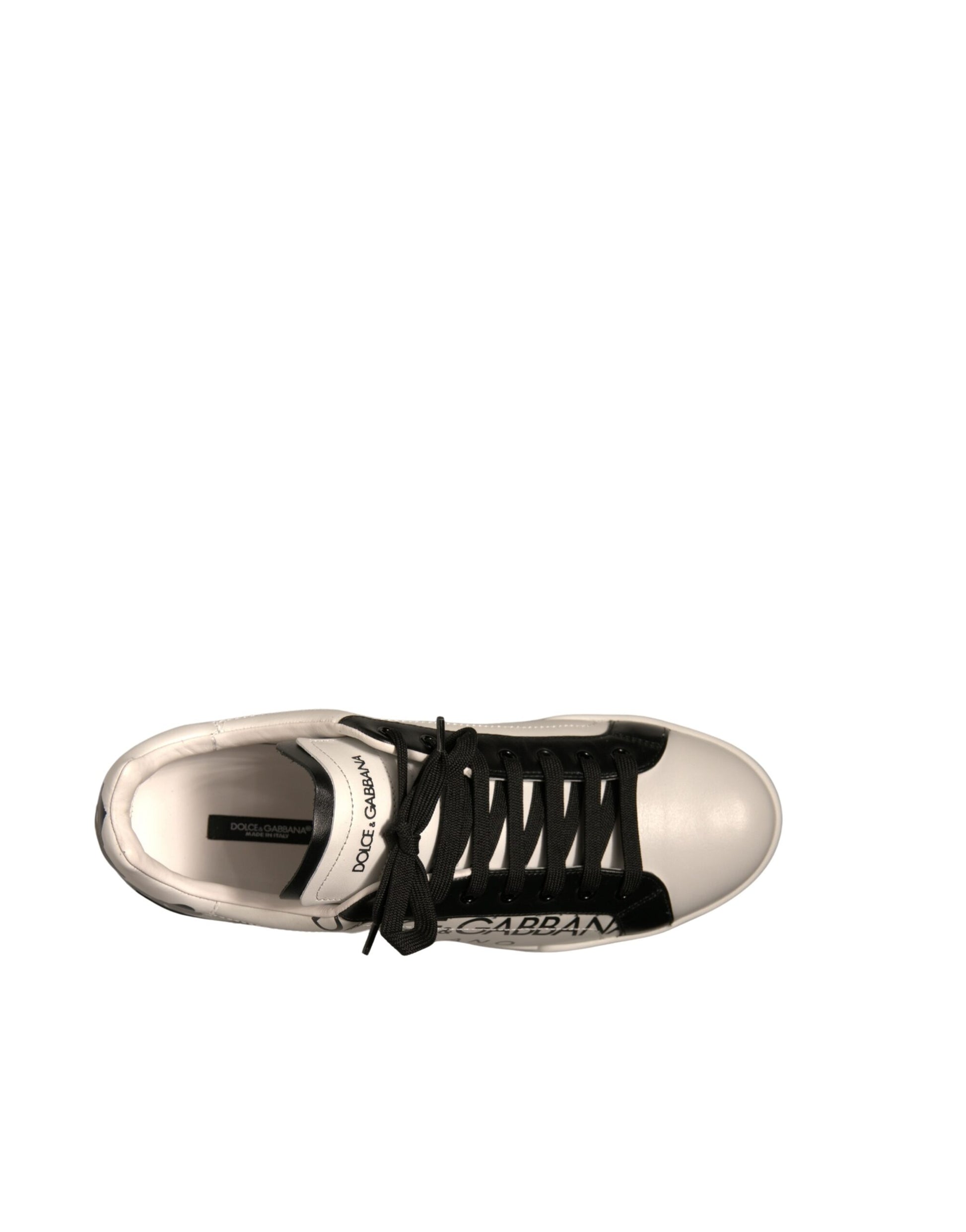 White Black Leather Crown Milano Sneakers Shoes