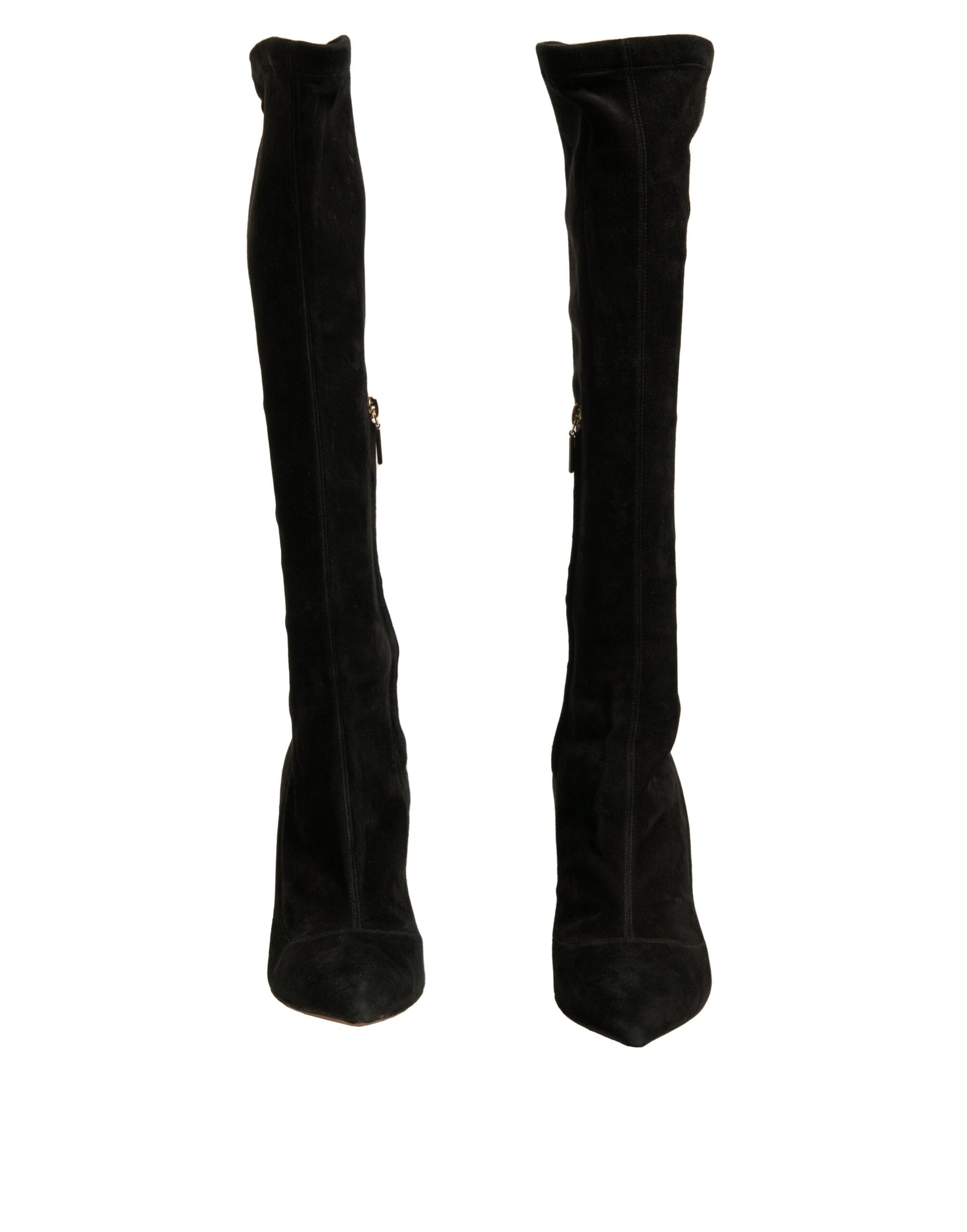 Black Suede Stiletto Knee High Boots Shoes