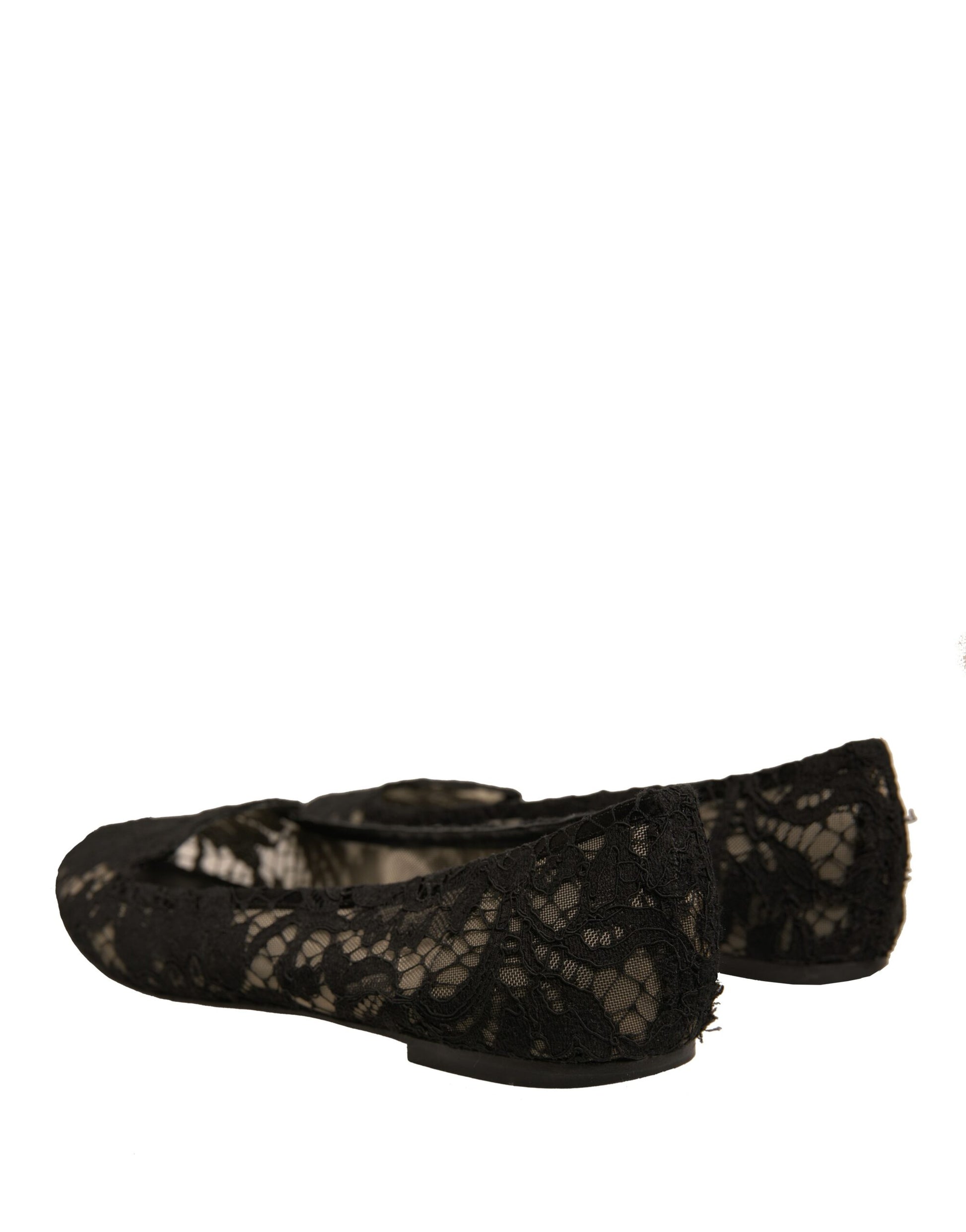 Black Taormina Lace Slip On Flats Shoes