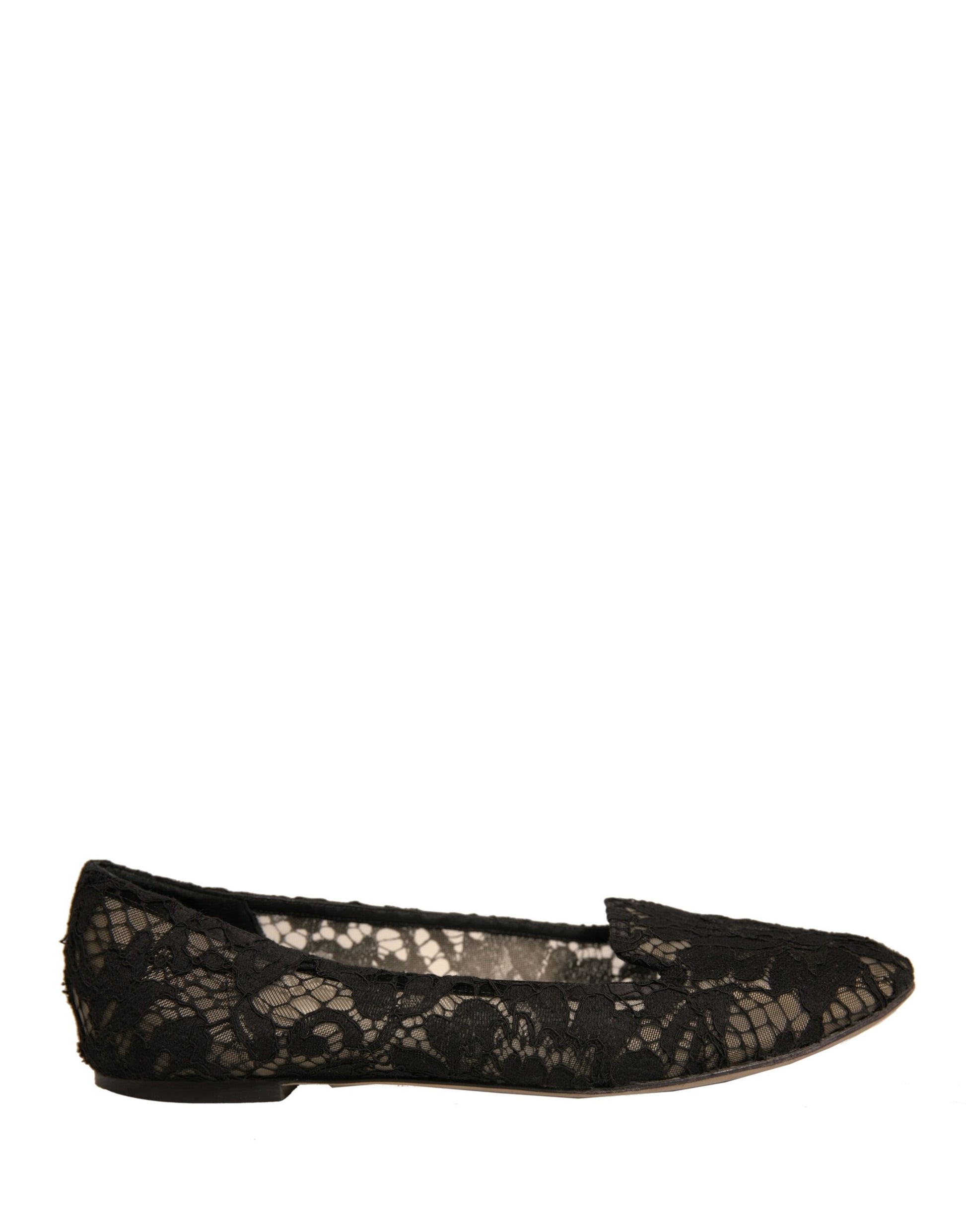 Black Taormina Lace Slip On Flats Shoes