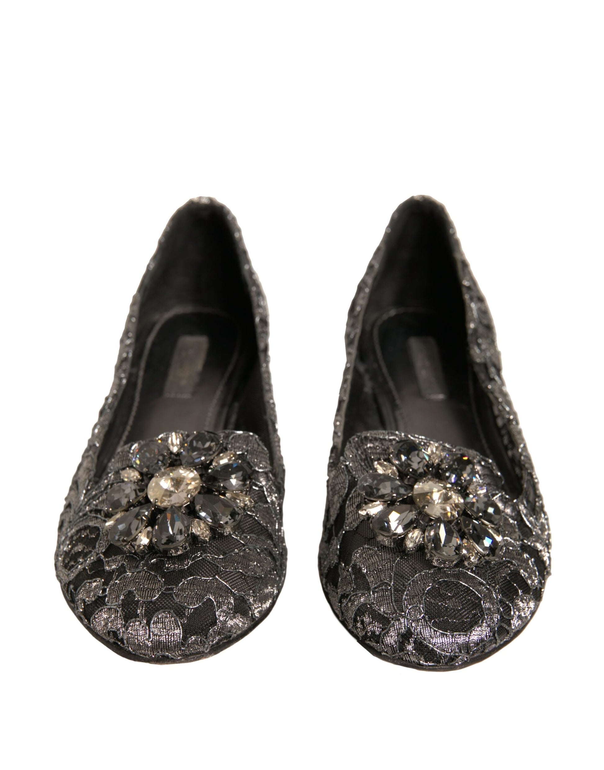 Silver Crystal Loafer Lace Ballet Flats Shoes