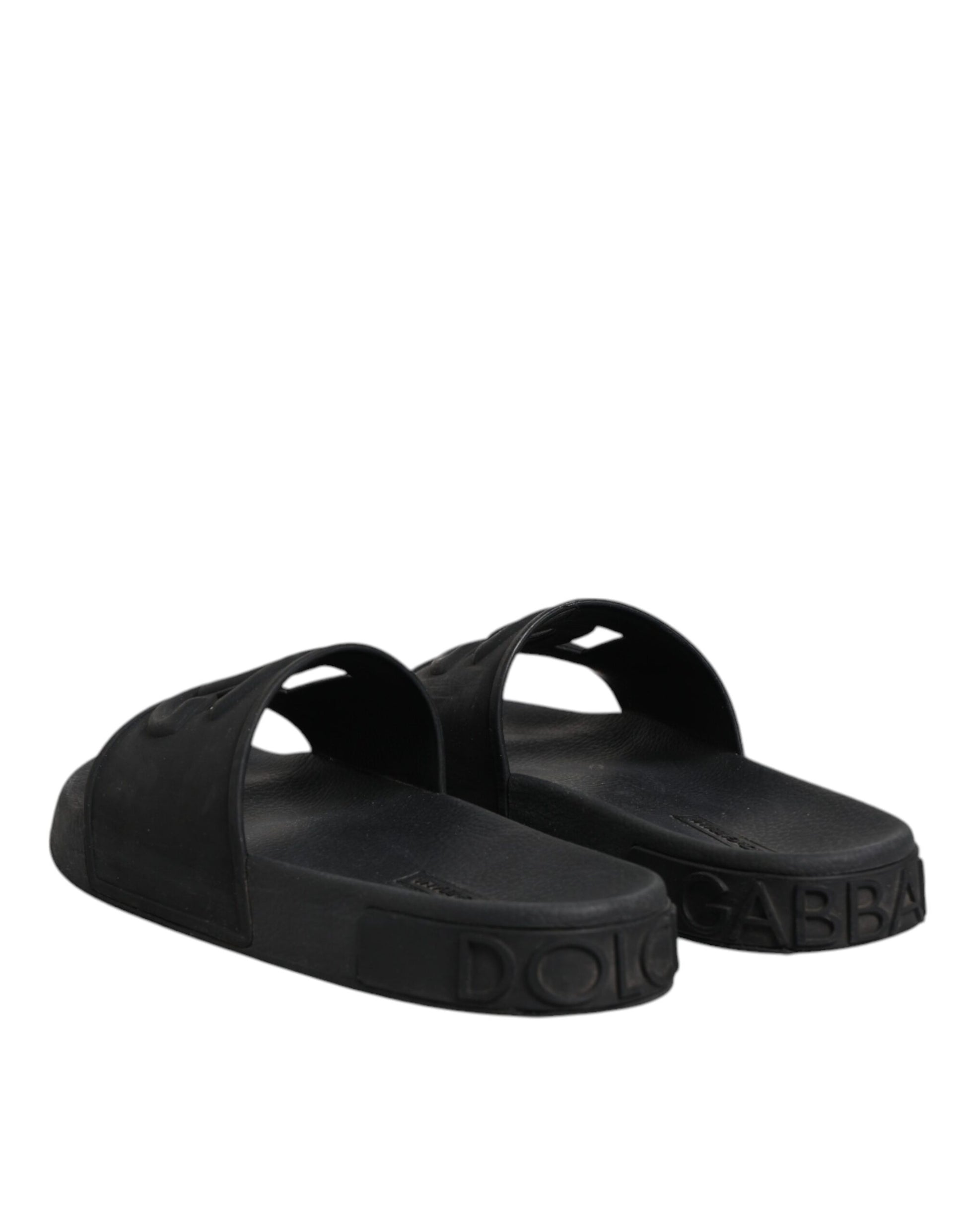 Black Rubber Slides Sandals Beachwear Shoes