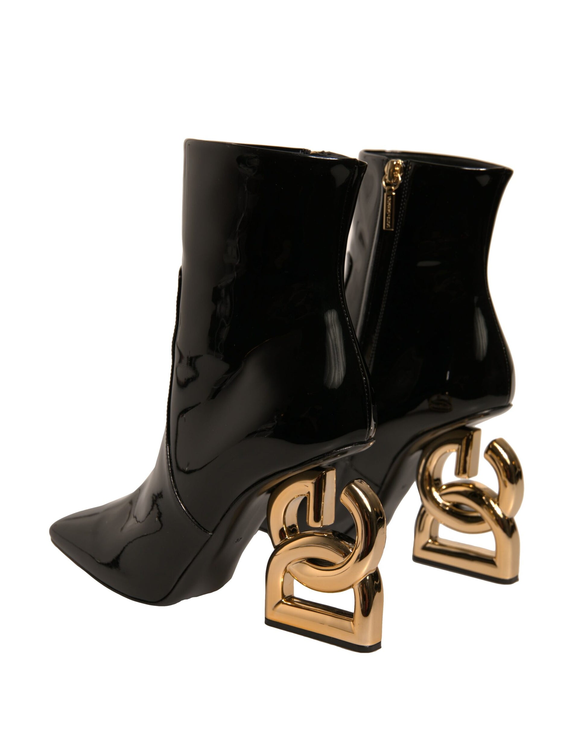 Black Jackie Leather Mid Calf Boots Shoes