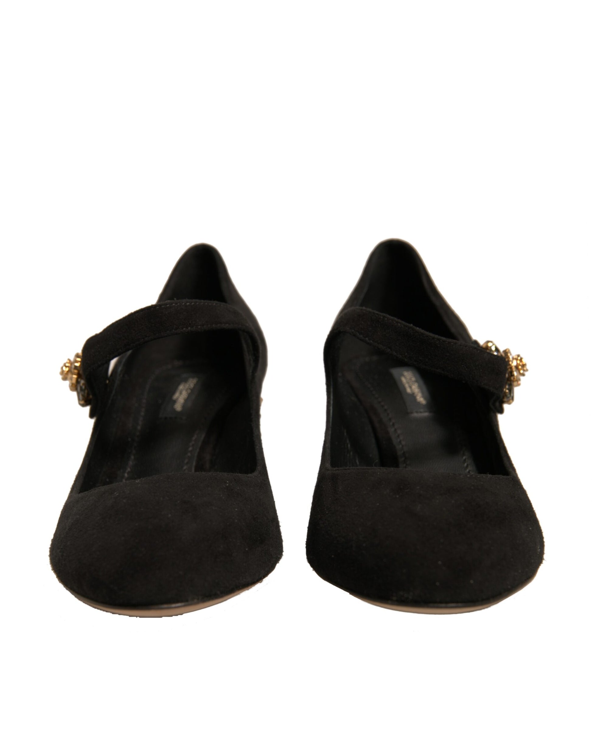 Black Suede Jewelled Mary Jane Pumps Shoes