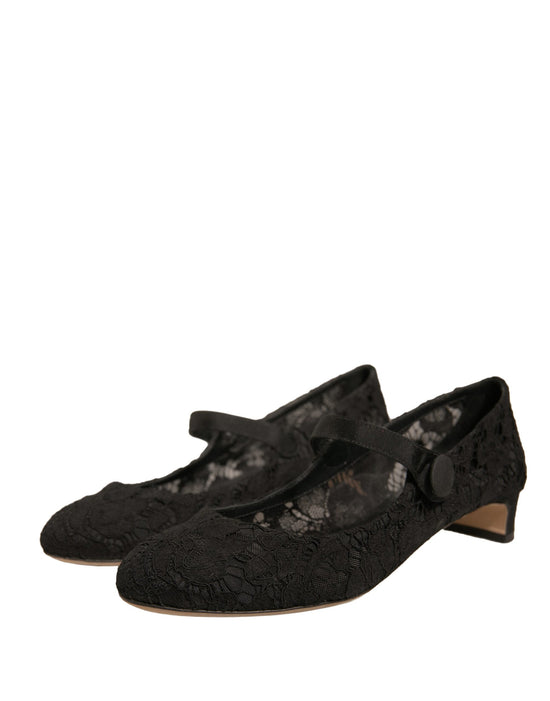 Black Mary Jane Taormina Lace Pumps Shoes