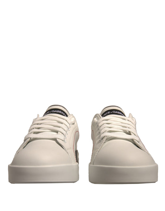 White Leather Classic Low Top Sneakers Shoes