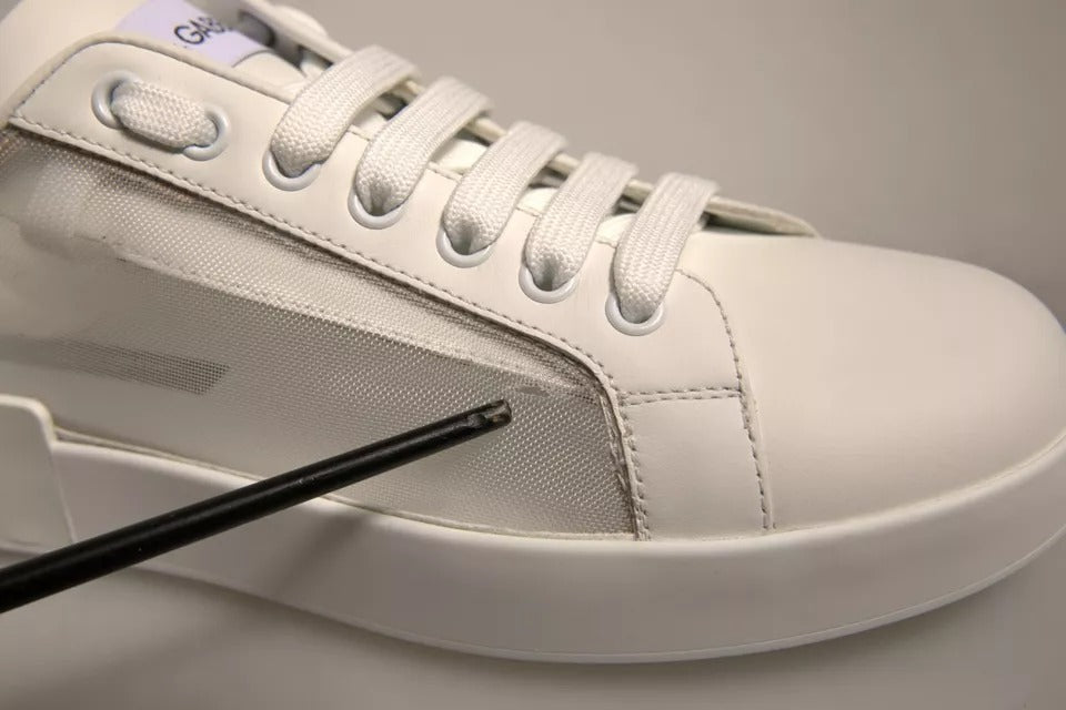 White Calf Leather Portofino Sneakers Shoes