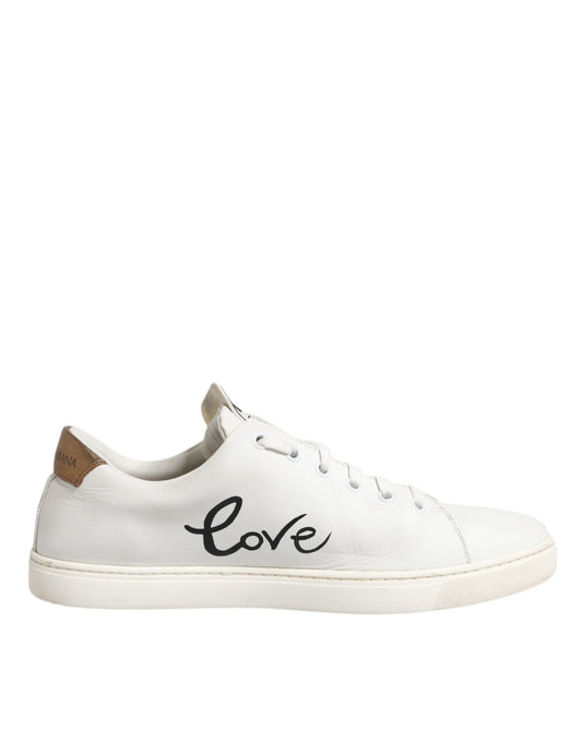 White Leather Heart Embellished Sneakers Shoes