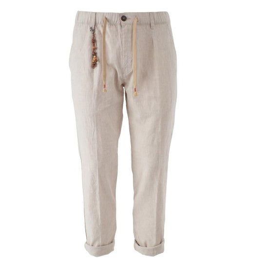 Beige Cotton Men Pants