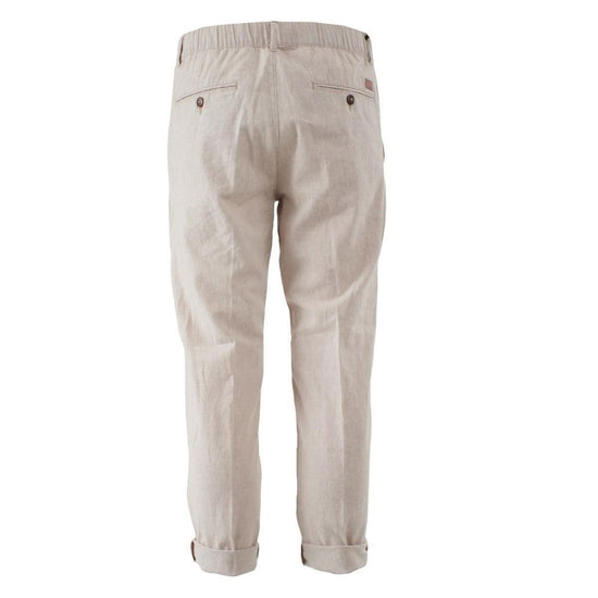 Beige Cotton Men Pants