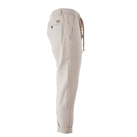 Beige Cotton Men Pants