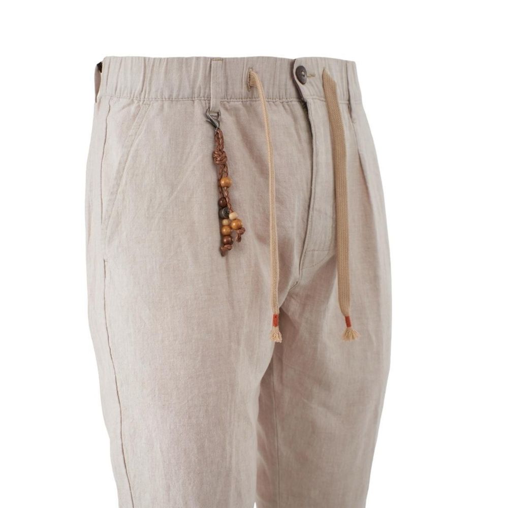 Beige Cotton Men Pants