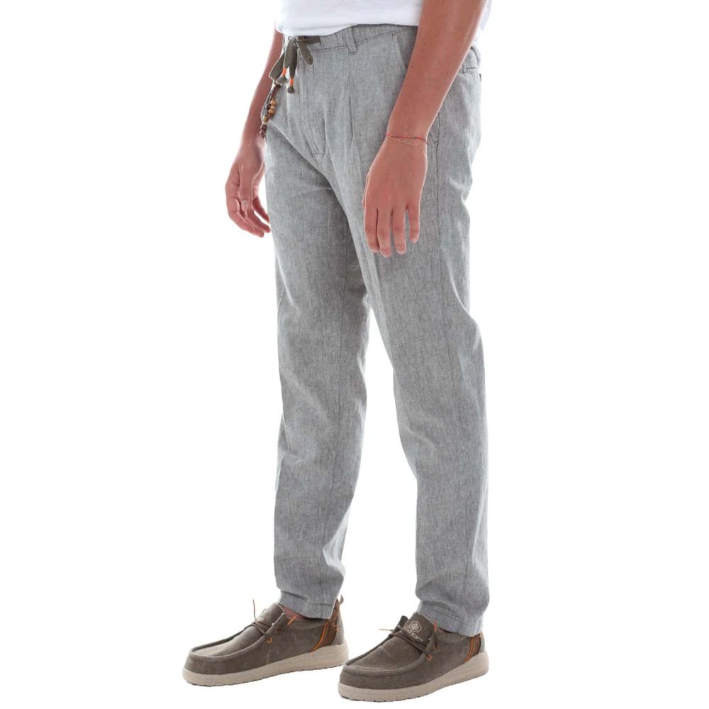 Gray Cotton Men Trouser