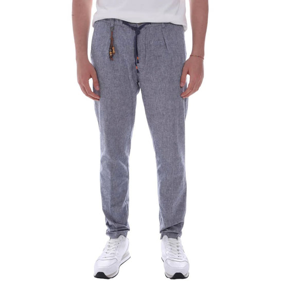 Light Blue Cotton Men Trouser