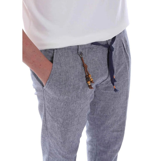 Light Blue Cotton Men Trouser