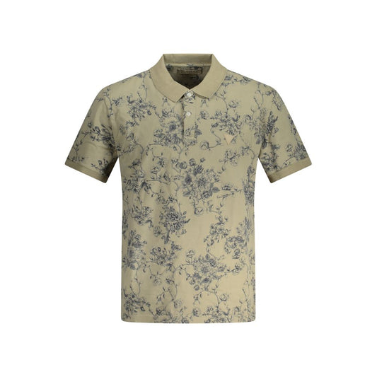 Beige Cotton Men Polo Shirt