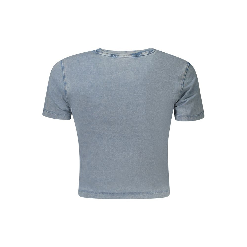 Light Blue Cotton Women T-Shirt