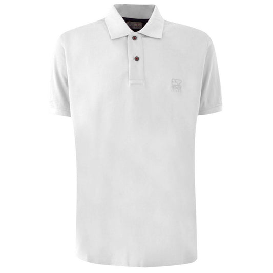 White Cotton Men Polo Shirt