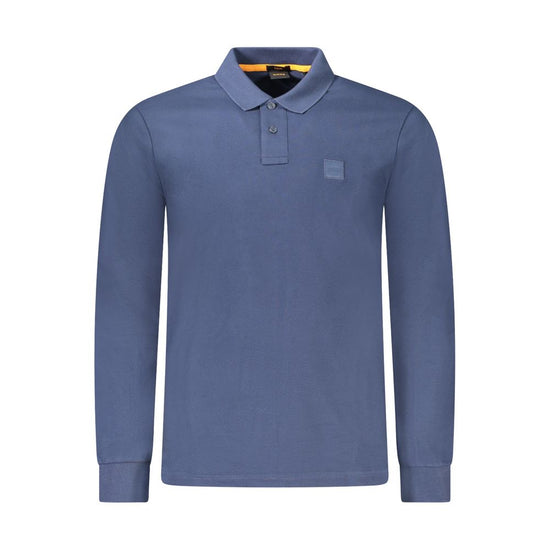 Blue Cotton Men Polo Shirt