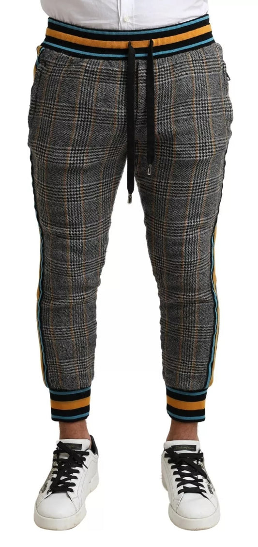 Multicolor Checkered Wool Men Jogger Pants