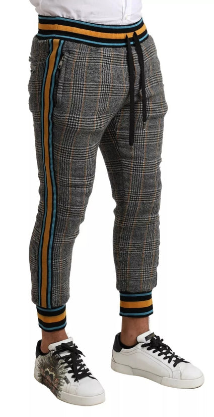 Multicolor Checkered Wool Men Jogger Pants