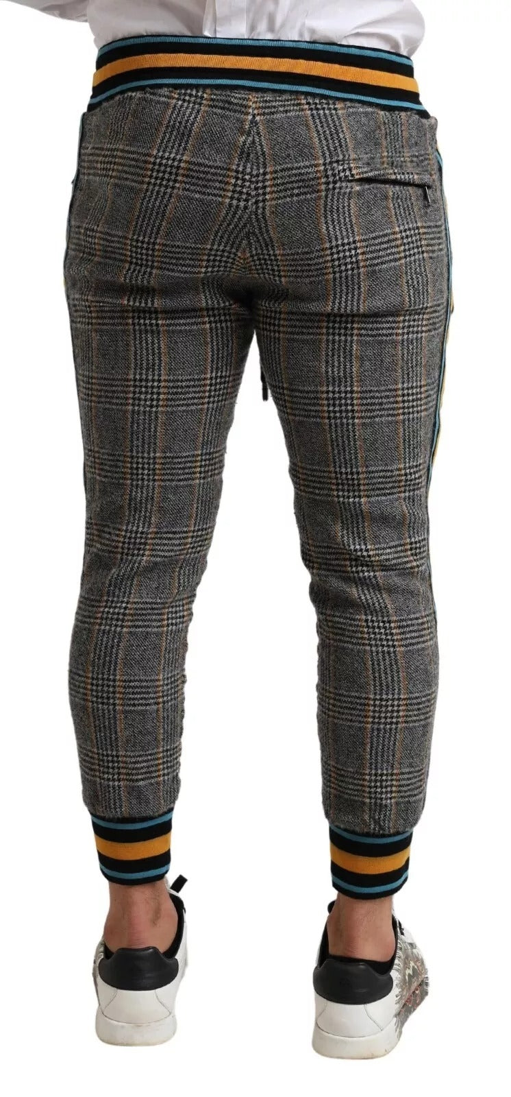 Multicolor Checkered Wool Men Jogger Pants