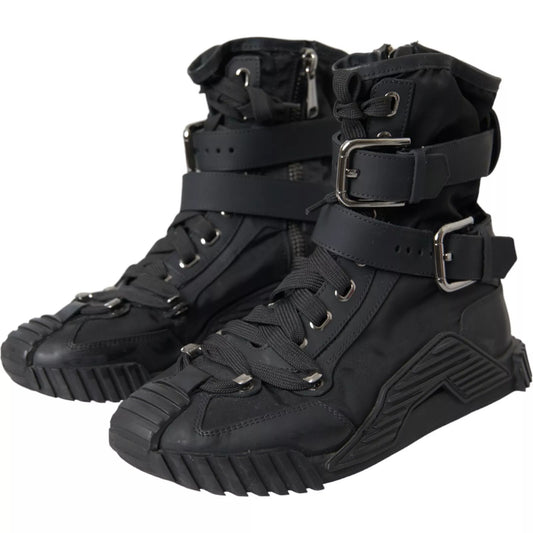 Black Nylon NS1 High Top Sneakers Shoes