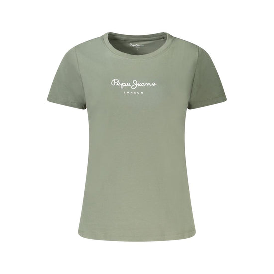 Green Cotton Women T-Shirt