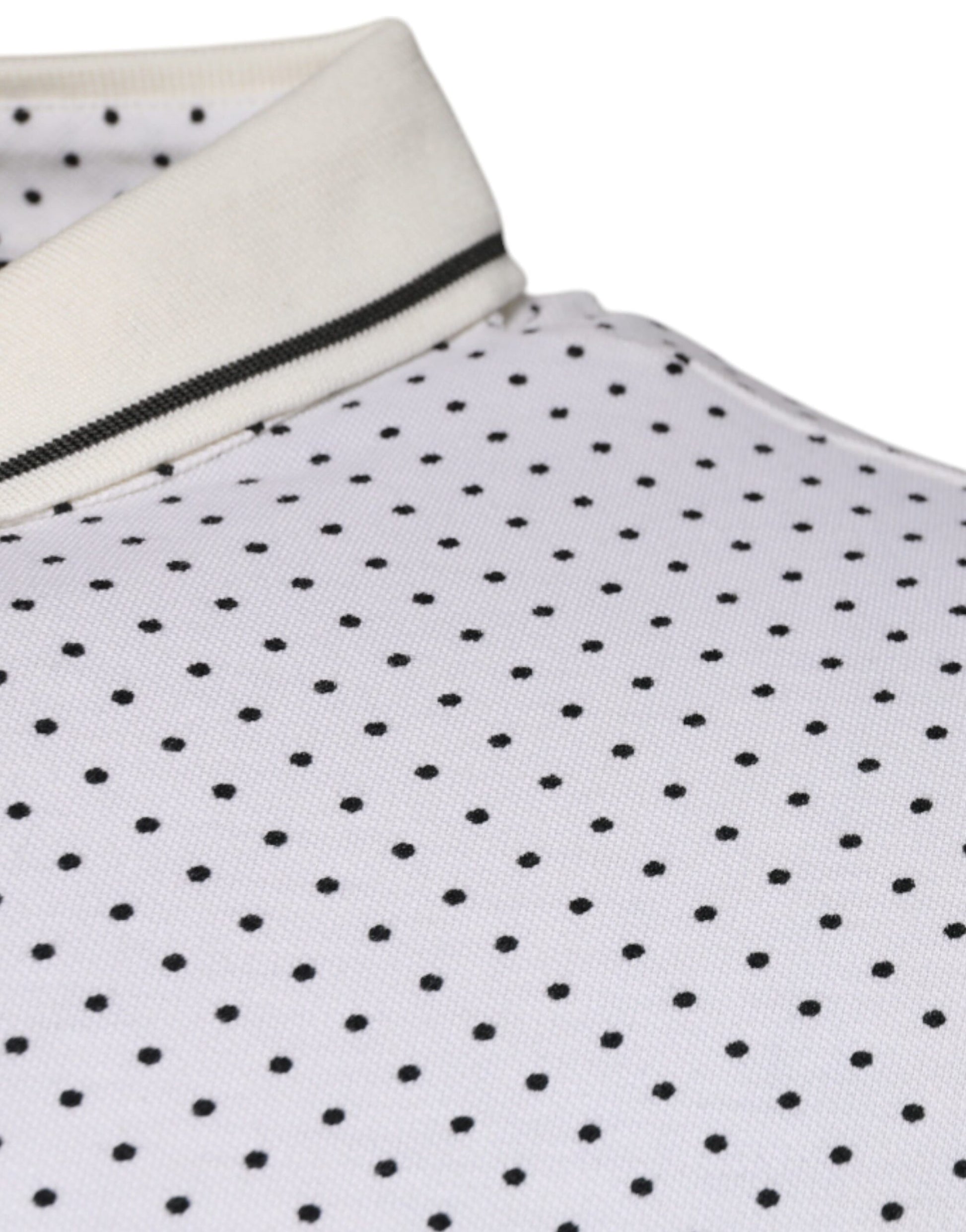 White Polka Dot Cotton Collared Polo T-shirt