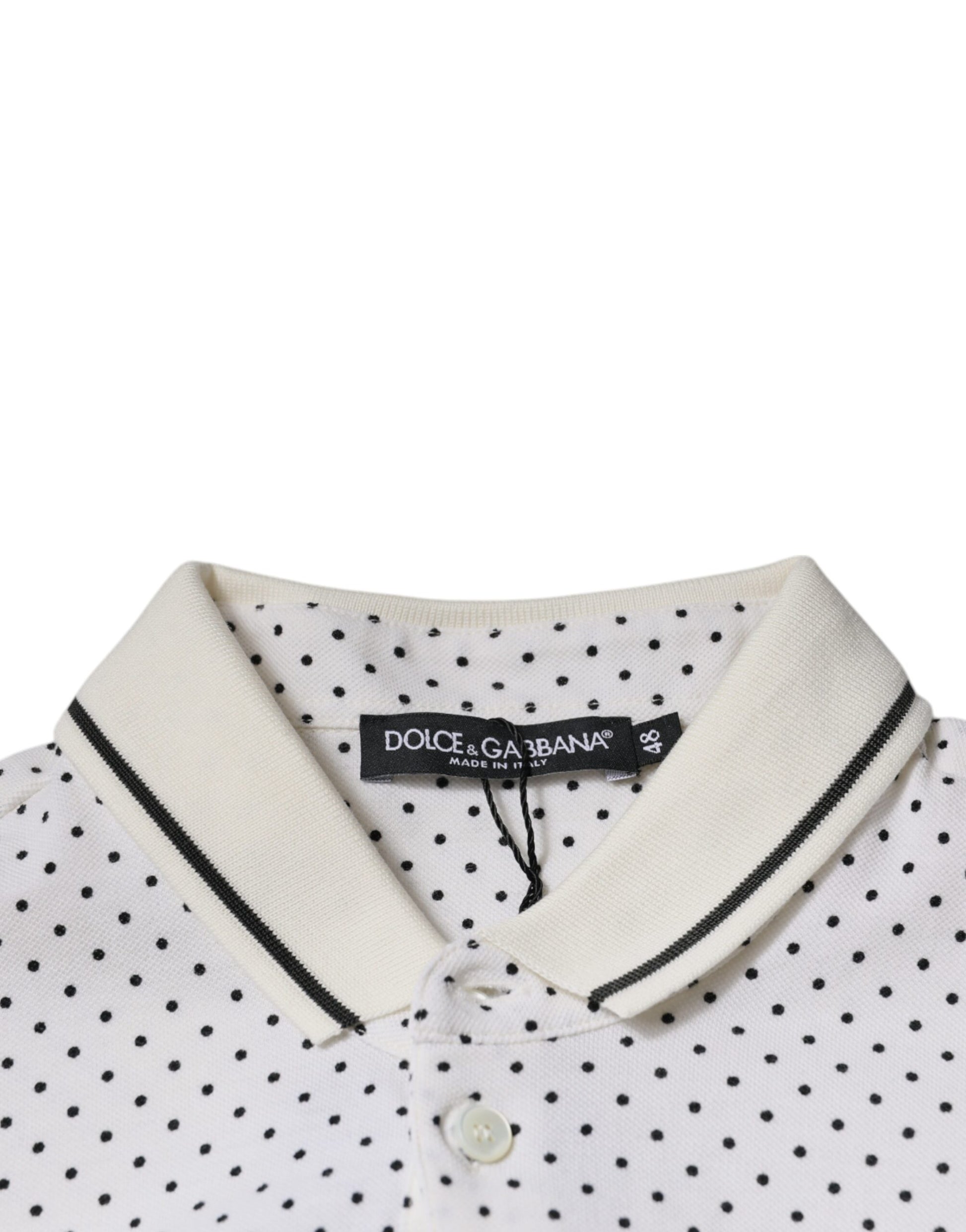 White Polka Dot Cotton Collared Polo T-shirt