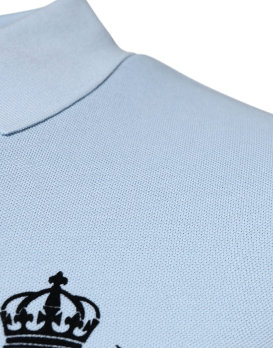 Blue Cotton Crown Collared Polo T-shirt