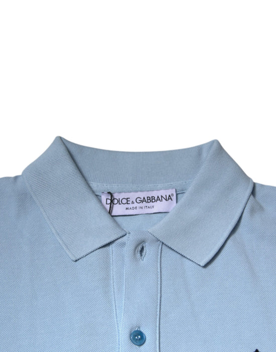 Blue Cotton Crown Collared Polo T-shirt